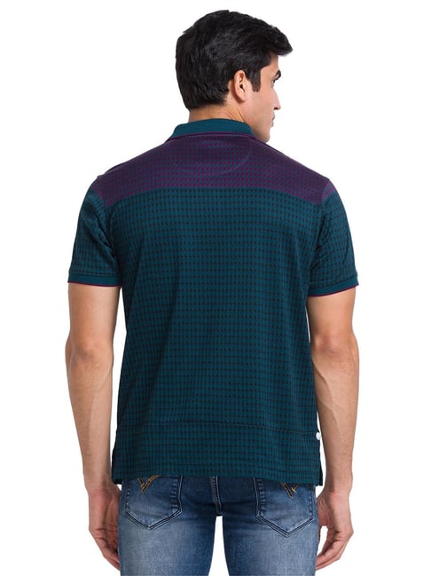 Raymond Green Contemporary Fit Self Design Polo T-Shirt