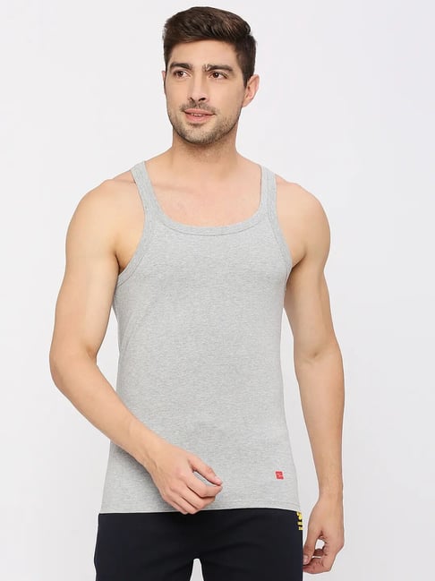 Buy UnderJeans by Spykar Grey Melange Vest for Men's Online @ Tata