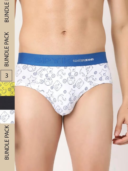 Buy UnderJeans by Spykar Assorted Printed Briefs Pack of 3 for Men s Online Tata CLiQ