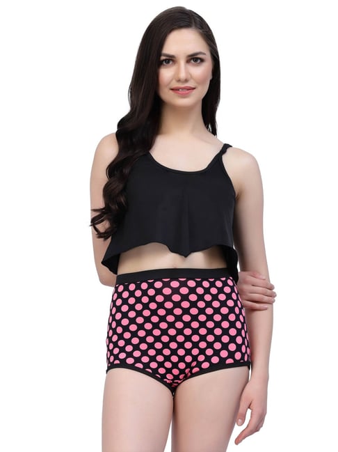 Cukoo Pink & Black Polka Dots 2 Pcs Tankini Swimwear-picture-27