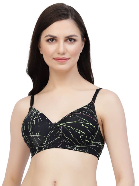 Cukoo Black Printed Padded Everyday Bra