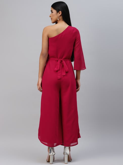 One shoulder 2025 pink jumpsuit