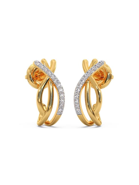 Buy Harshana Diamond Hoop Earrings 18 KT yellow gold (3.38 gm). | Online By  Giriraj Jewellers