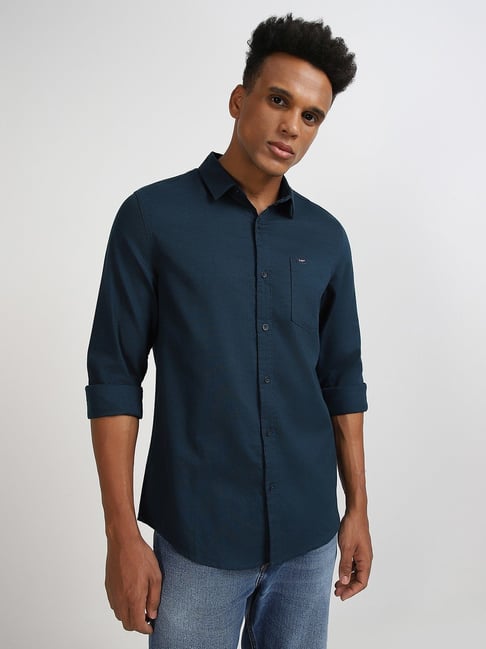 Buy Lee Blue Cotton Slim Fit Shirt for Mens Online Tata CLiQ