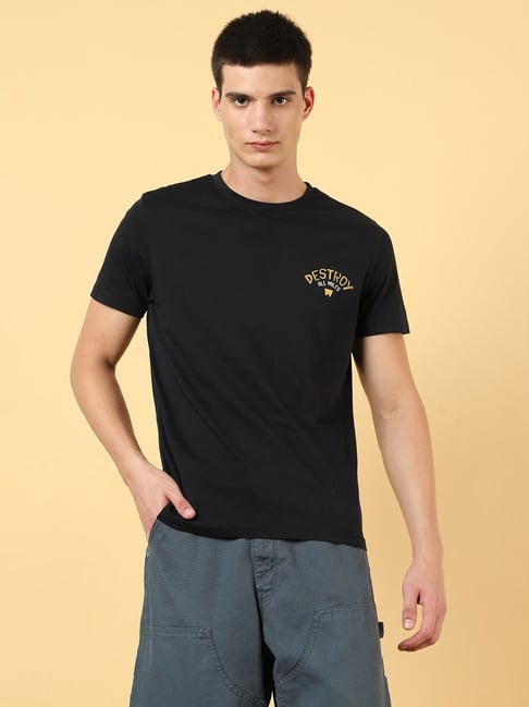 Wrangler Black Cotton Regular Fit Printed T-Shirt-picture-31