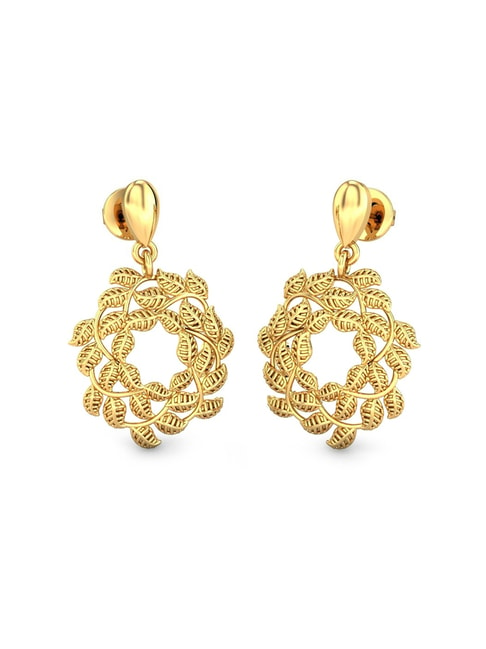 Ethereal Glamorous 18K Yellow Gold Drop Earrings – atjewels.in