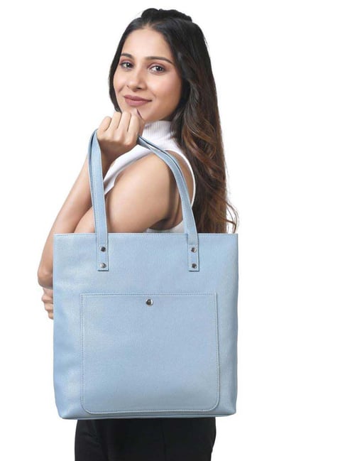 Wool Felt TOTE BAG - light blue - made in Italy