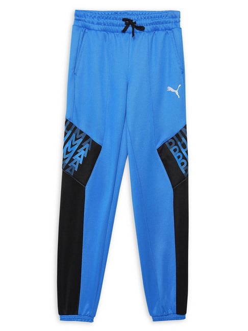Puma Kids Blue Black Logo Print Sweatpants