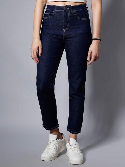 Straight Fit Jeans Jeans For Ladies Myntra Buy High Star Blue