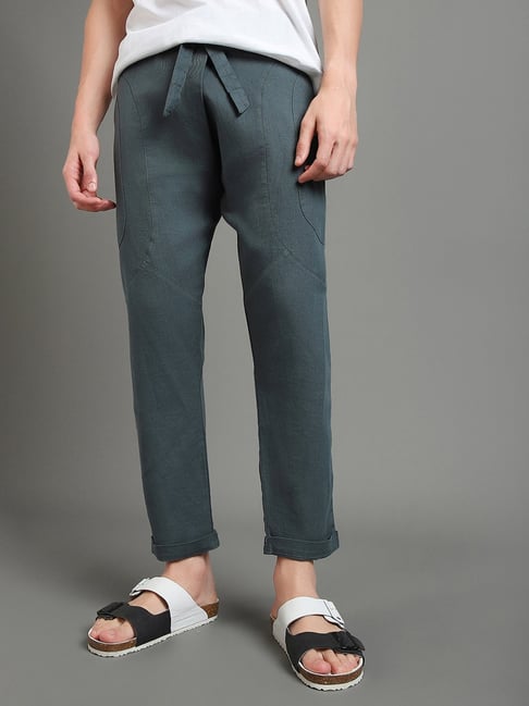 Bewakoof Teal Regular Fit Trousers