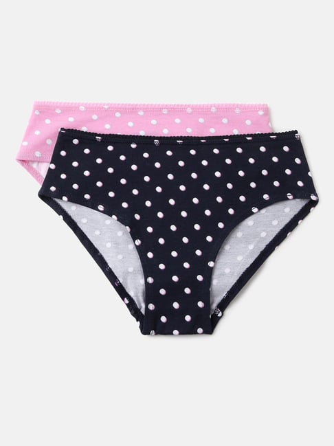Lyra Kids Pink & Black Cotton Regular Fit Panty (Pack of 12