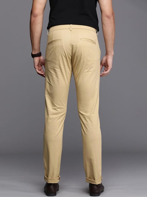 Buy Allen Solly Beige Cotton Slim Fit Chinos for Mens Online