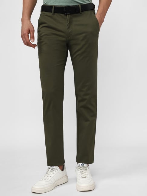 Louis Philippe Sport Brown Cotton Slim Fit Trousers
