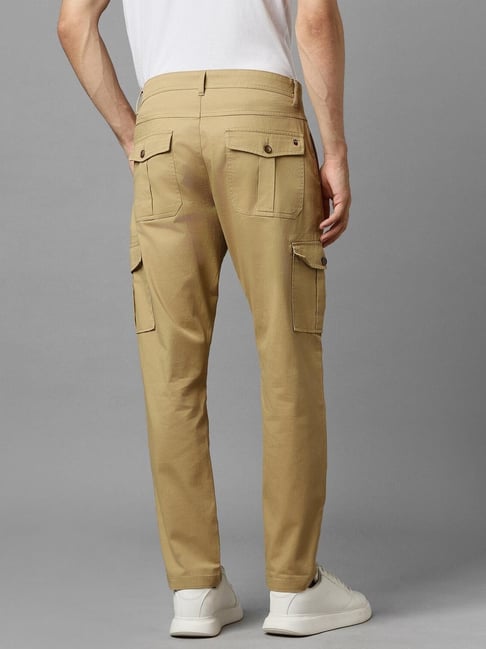 Louis Philippe Jeans Khaki Cotton Slim Fit Cargos