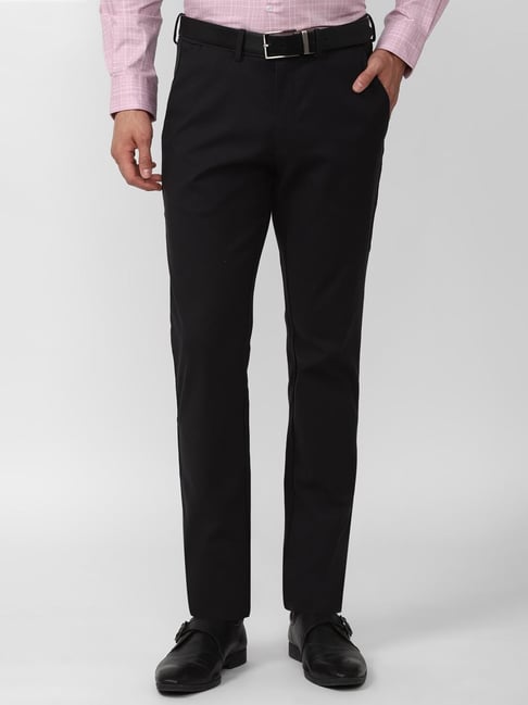 Black tapered fit plisse smart trousers  River Island