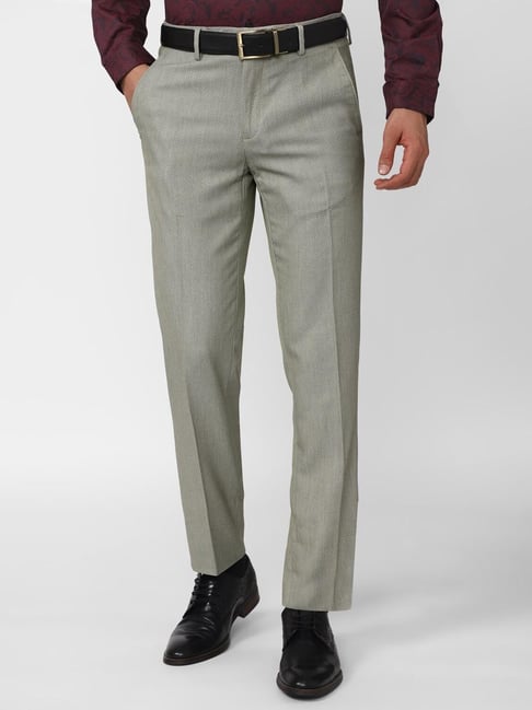 Cotton Lycra Slim Fit Mens Designer Grey Formal Pant Handwash Size 28   38 Inches