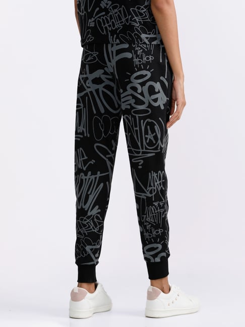 Buy Studiofit by Westside Black Text Design Joggers for Women