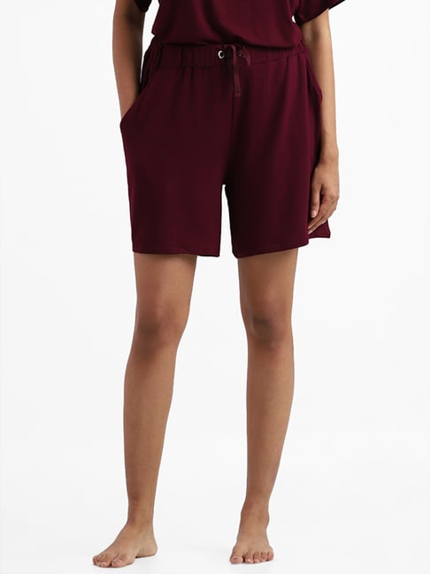 Buy Wunderlove Sleepwear Supersoft Burgundy Claret Lounge Pants from  Westside