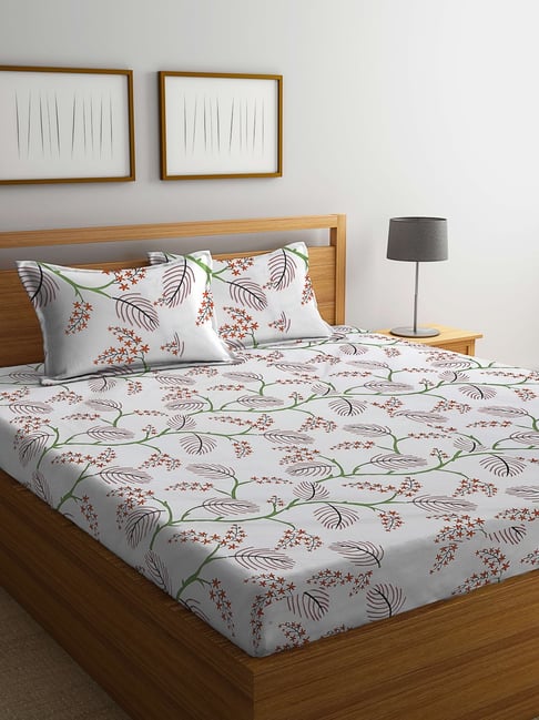 Klotthe Printed Multicolor 300 TC Cotton Blend King Bed Sheet with 2 Pillow Covers-picture-13