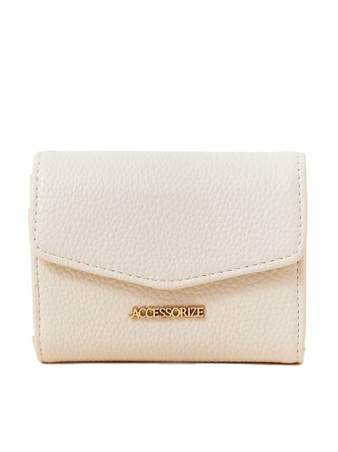 Accessorize London Flap Cream Solid Zip Around Wallet for Women-picture-15