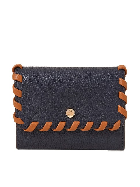 Buy Accessorize London Navy Blue Tri-Fold Wallet for Women Online