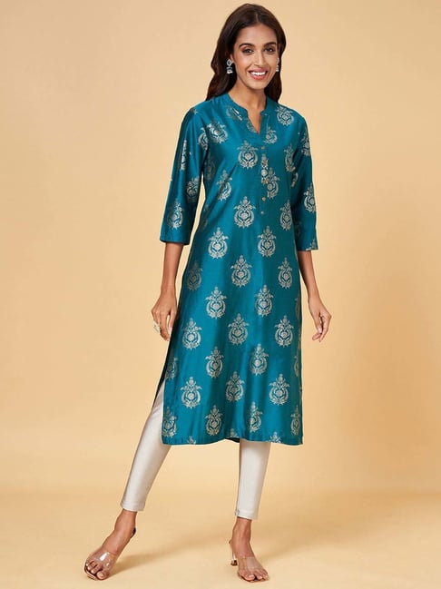 RANGMANCH BY PANTALOONS Sea Green Layered Ethnic A-Line Midi Dress with  Jacket - Absolutely Desi