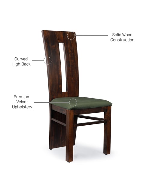 Buy Durian Eva Walnut Olive Green Wood Seater Dining Chair at