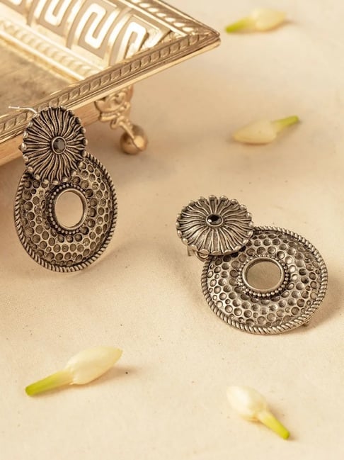 The Shloka Silver Earrings (Oxidised) — KO Jewellery