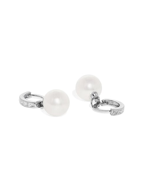 Natural And Certified Pearl Ear Ring In Sterling Silver