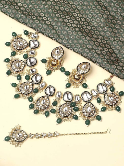 Bridal Jewelry Necklace Earrings Maang Tikka Set. km952 at Rs 1550/piece |  Maang Tikka in Meerut | ID: 8198935948