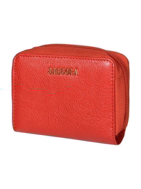 Buy SASSORA Florid Red Leather Small Coin Card Case for Men