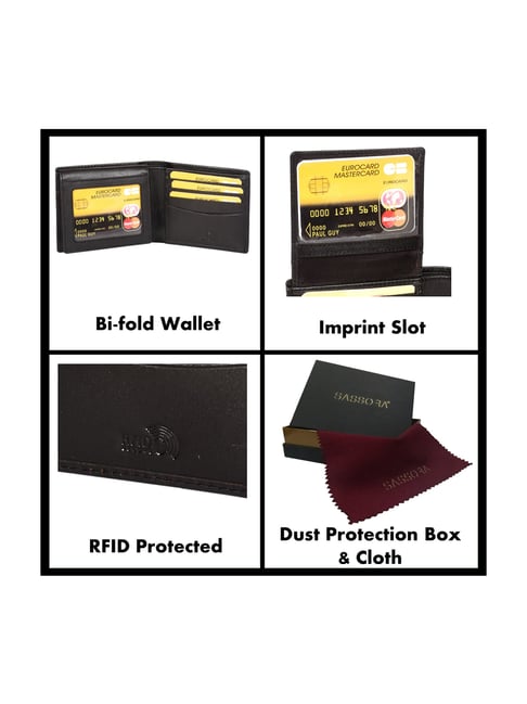 Buy SASSORA Jade Black Leather Small Bi-Fold Wallet for Men at Best Price @  Tata CLiQ