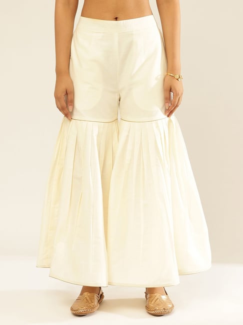 Buy White Rayon Slub Sharara Pants , Loose Pleated Trouser for Women,  Sharara Gharara Palazzo Pants, Woman Wide Pants for Kurta Online in India -  Etsy