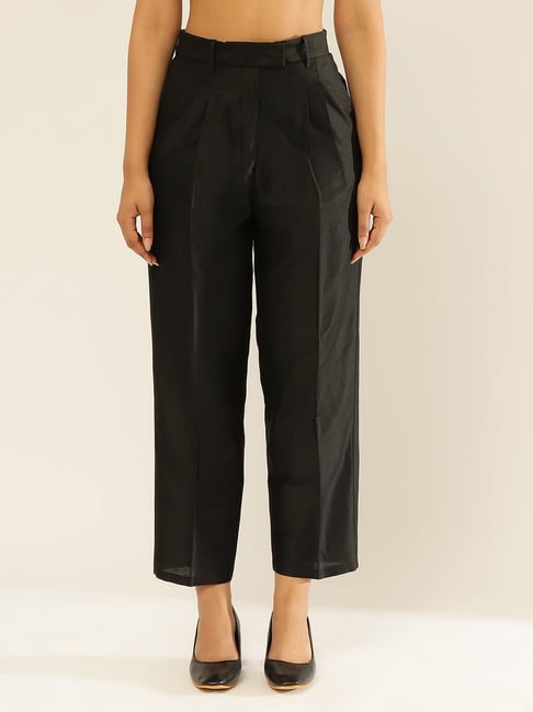Satin tailored trousers - Black - Ladies | H&M IN