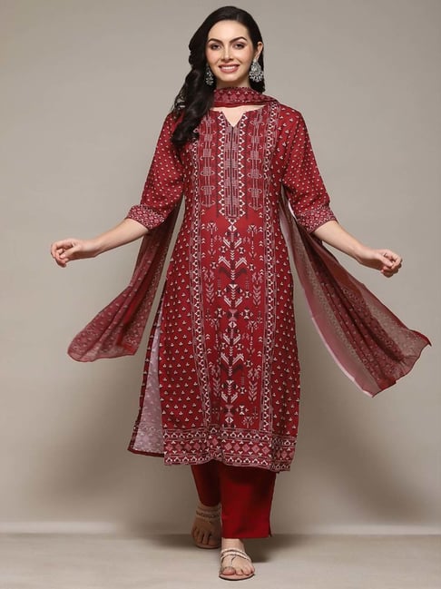 Buy Fuchsia Cotton Anarkali Kurta Churidar Suit Set (Kurta, Churidar,  Dupatta) for INR3497.50 | Biba India