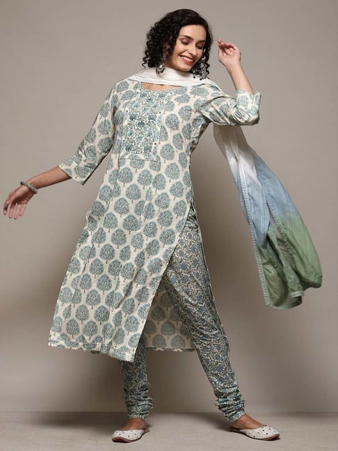 Buy Biba Yellow Cotton Printed Unstitched Dress Material for Women Online @  Tata CLiQ
