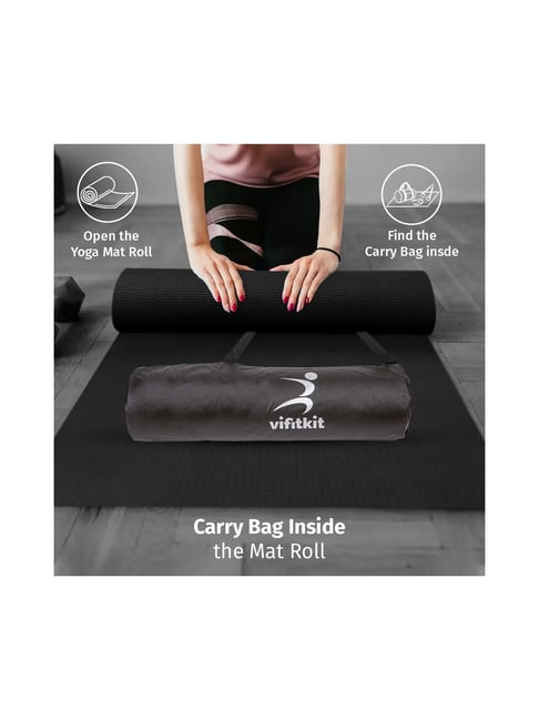 Vifitkit Anti-Skid Yoga Mat (Black) Size - 4mm