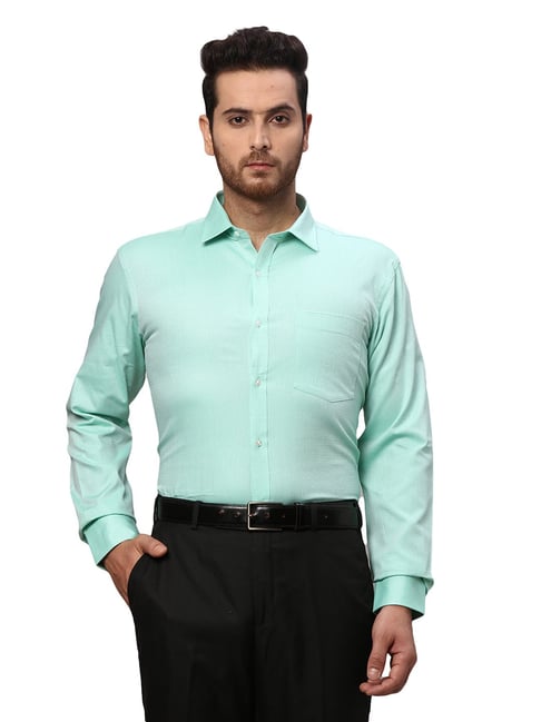 Park Avenue Green Slim Fit Self Design Shirt-picture-22