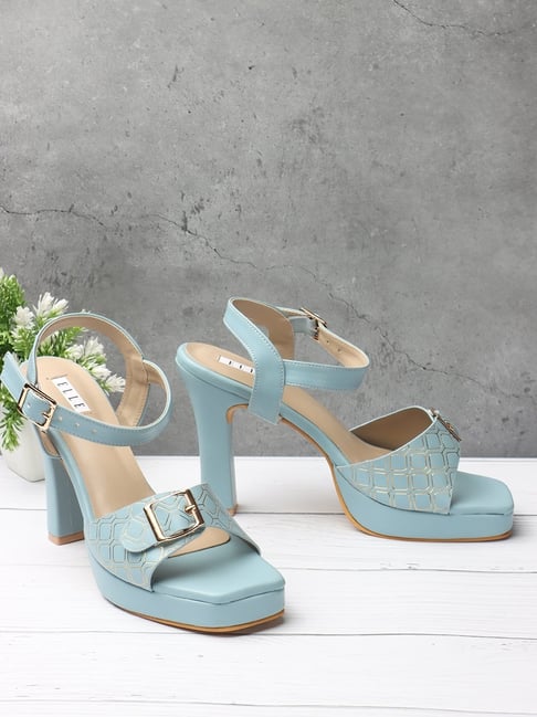 Quiz Satin Diamante Cross Strap Block Heeled Sandals - Dark Blue |  very.co.uk