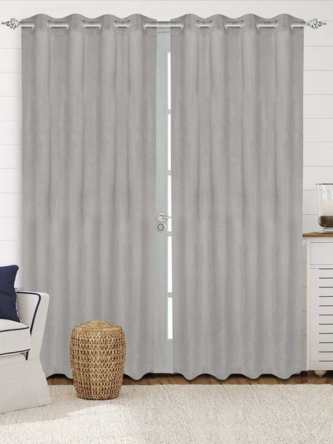 Set　224　Saral　Easy　of　Tata　Buy　at　Price　Best　Grey　Curtain　Living　Velvet　GSM　Home　CLiQ
