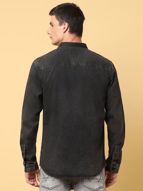 Wrangler Charcoal Regular Fit Denim Shirt