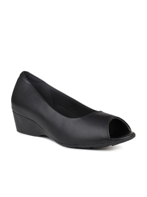 Women's Black Peeptoe Wedges