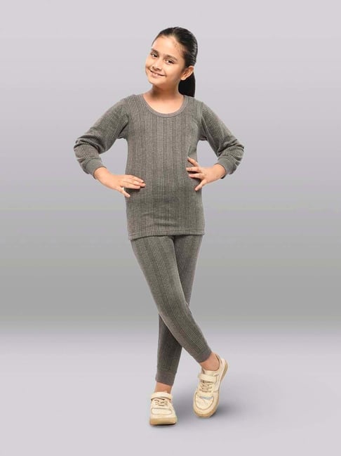 LUX Inferno Kids Charcoal Grey Skinny Fit Full Sleeves Thermal Set