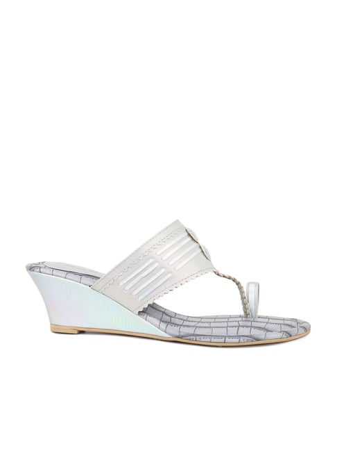 Women's Grey Toe Ring Wedges