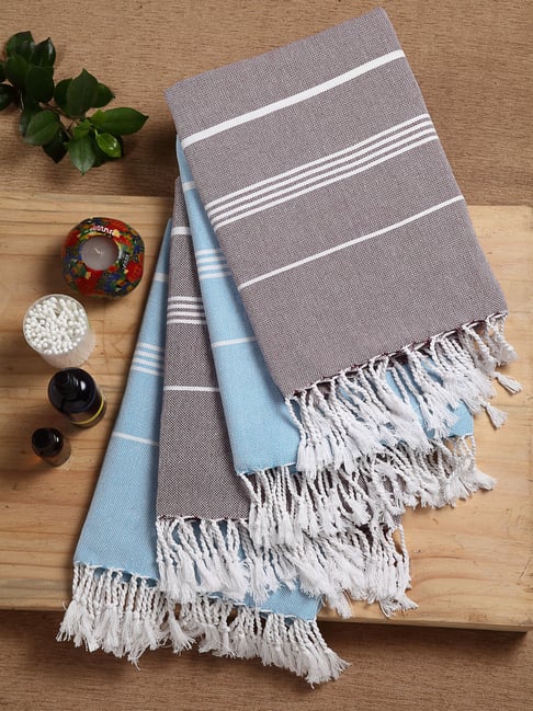 Klotthe Grey & White Cotton 200 GSM Bath Towel - Set of 4-picture-47