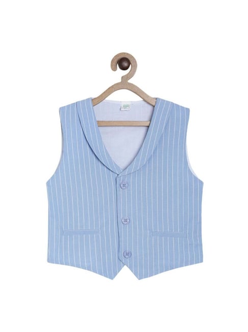 MINIKLUB Kids Blue Cotton Striped Waistcoat