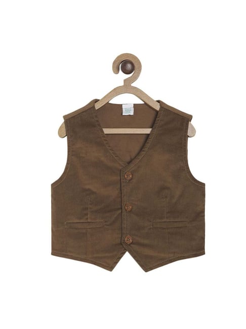 MINIKLUB Kids Brown Cotton Regular Fit Waistcoat