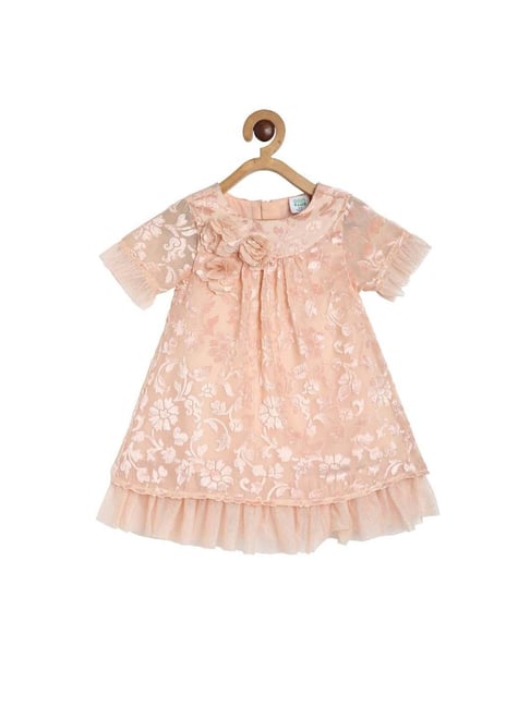 MINIKLUB Kids Beige Cotton Applique Dress