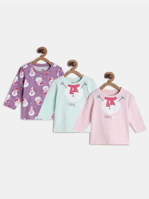 MINIKLUB Kids Multicolor Cotton Printed Full Sleeves Top (Pack of 3)-picture-39