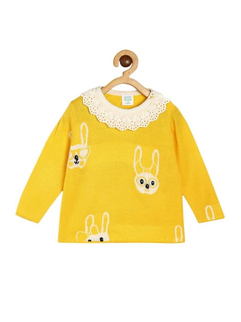 MINIKLUB Kids Peach & Green Cotton Printed Full Sleeves Sweatshirt